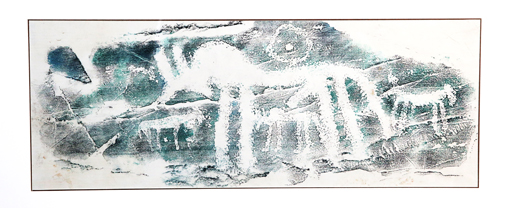 《太阳与马》 拓片 83x33、锡林郭勒草原岩画