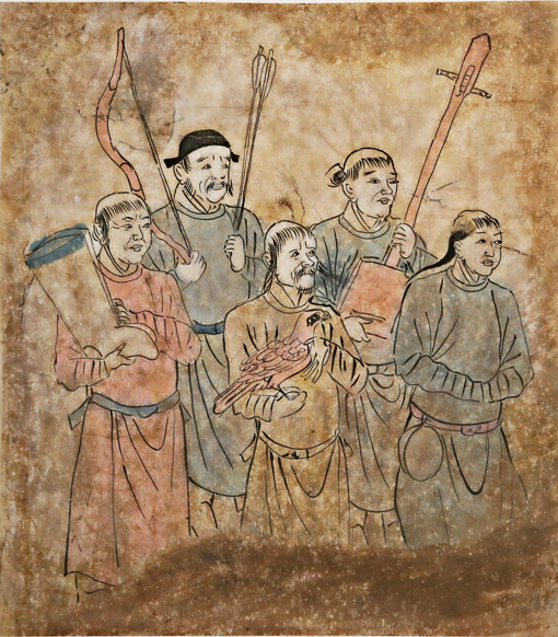 《狩猎图》 辽代墓室壁画 95x106cm