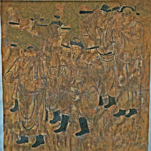 《鼓吹图》 辽代墓室壁画 178.5x183.5cm