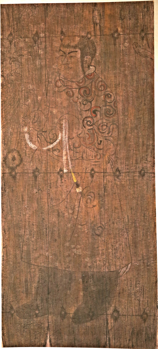 《门卫图》 辽代墓室壁画 79x184cm