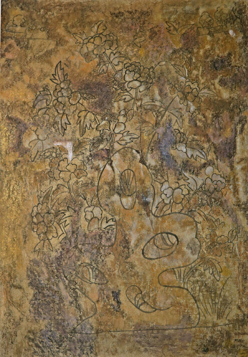 《牡丹图》 辽代墓室壁画 100x154cm
