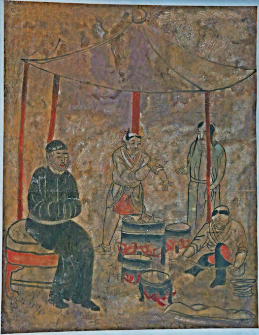《庖厨图》 辽代墓室壁画 142.5x100.5cm