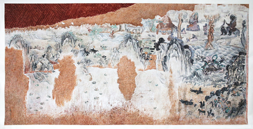 《四季山水》 阿尔寨石窟壁画 426x216cm
