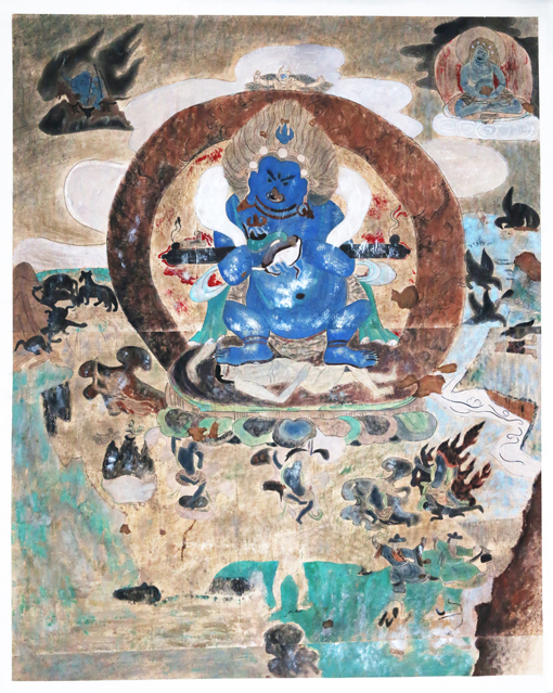 《阎罗法王及习武（舞蹈）图》 阿尔寨石窟壁画 176x149.5cm